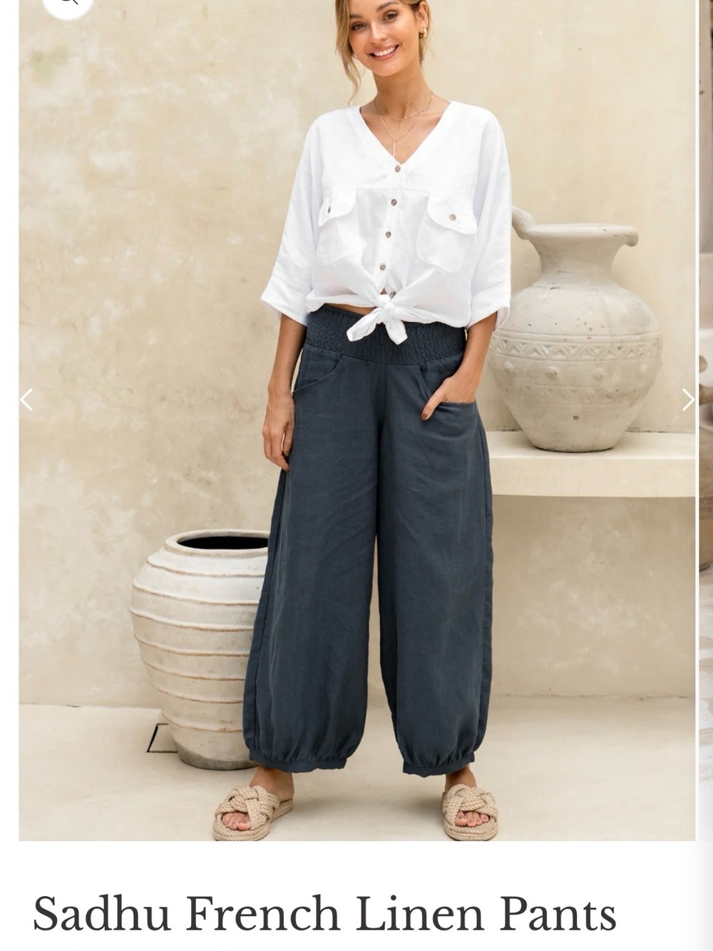 Nomad Sadhu Wide-Leg Linen Pants in Charcoal Gray NWT